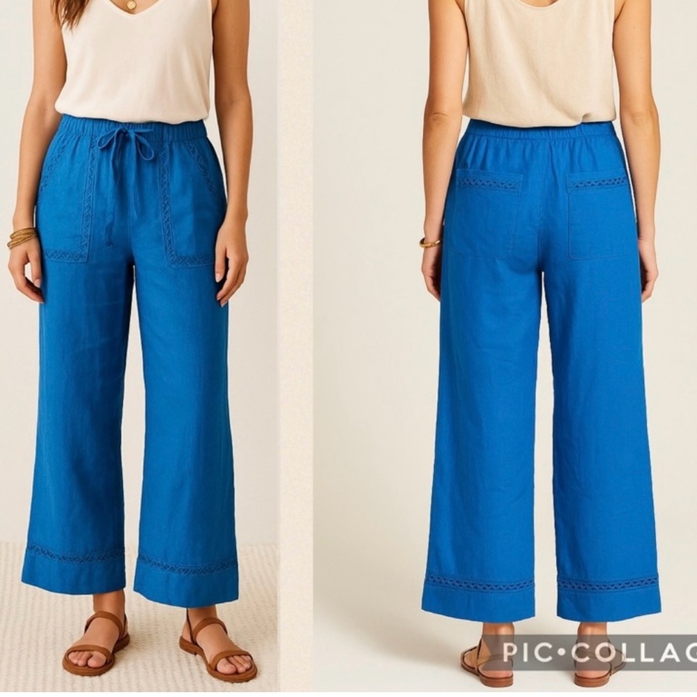 Joie  -Blue Wide-Leg Women’s Pants - 100% Linen - Size XL
